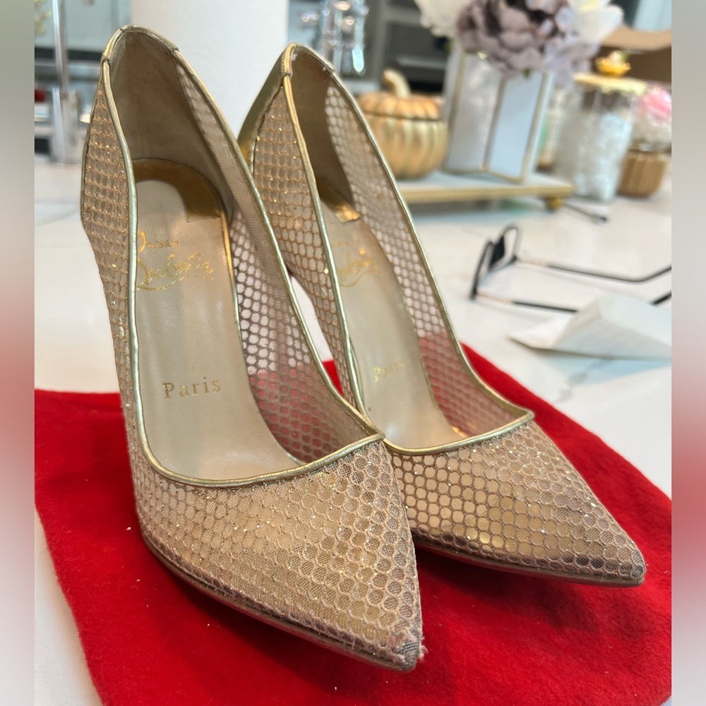 Christian Louboutin Pigalle Follies Gold Mesh